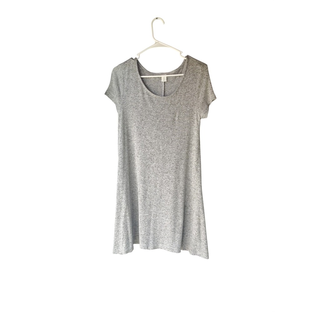 Old Navy Womens XS Petite Heather Gray Short Sleeve Scoop Neck Swing Mini Dress